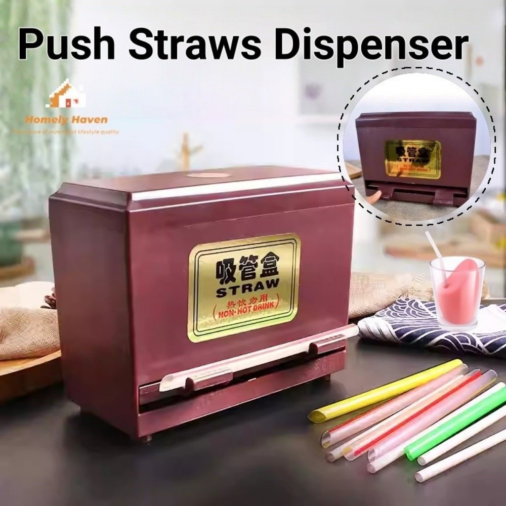 Coffee Equipment Organizer - Kunststoff Push Strohhalme Spender Schwarz Einstellbare