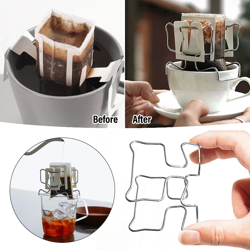 Coffee Equipment Organizer - Wiederverwendbarer Kaffeefilterbeutelhalter aus Edelstahl im japanischen