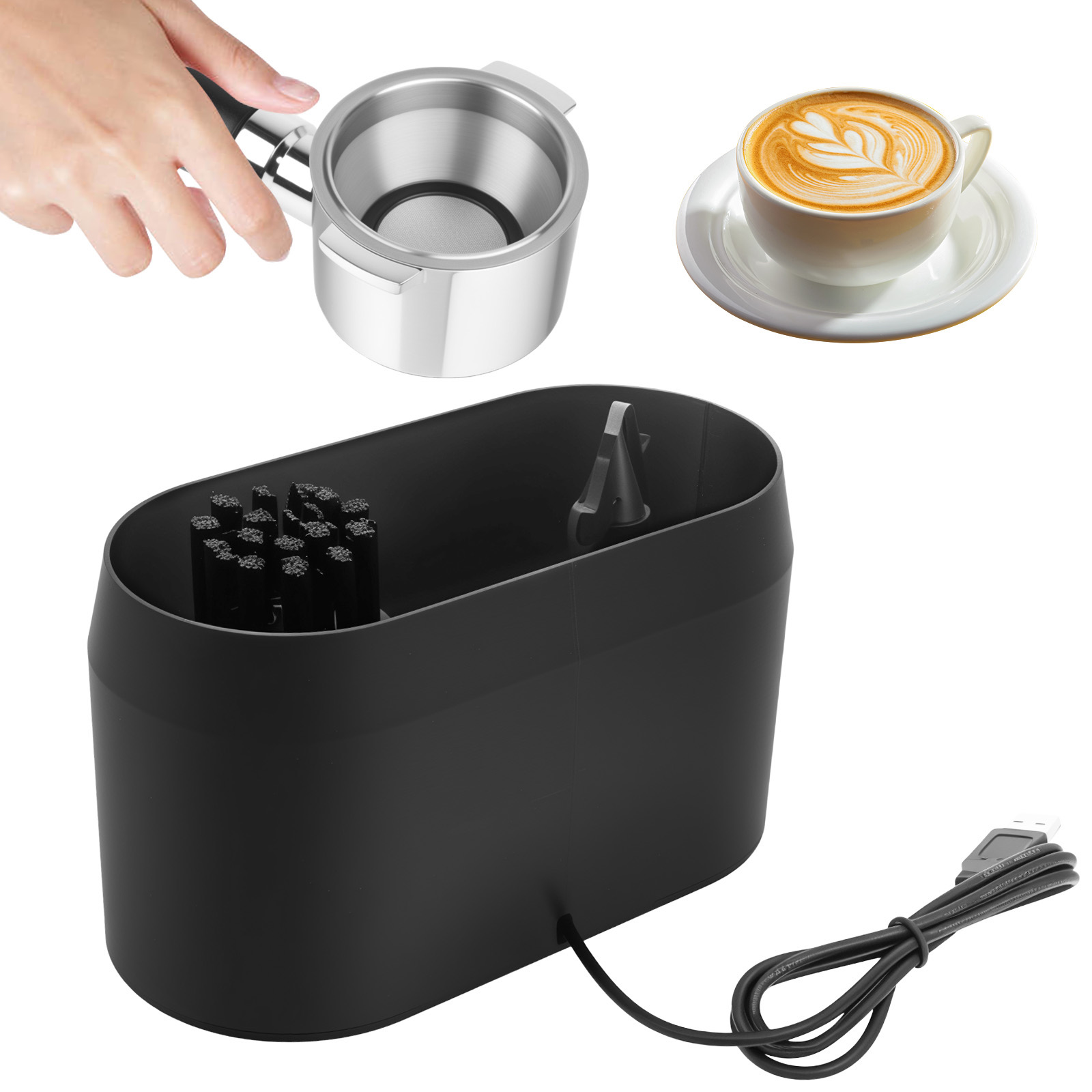Coffee Equipment Holder - Automatischer Knock-Box-Reiniger Elektrischer Automatischer Knock-Box-Reiniger Kaffee-Siebträger-Reinigungsset